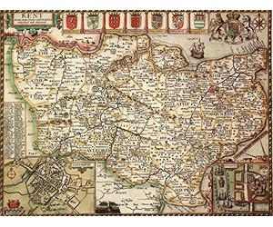 Map Marketing KENT1 Kent Historical Map 1000 Piece Jigsaw Puzzle (1610). Free Print