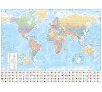 Map Marketing - Map Of The World - Large Laminated World Map 120cm X 83cm Political World Map, Country Information, Flags, Time Zones (Laminated Aluminium Frame)