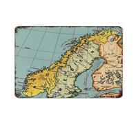 Map Norway Custom Metal Signs Rustic Outside Signs Custom Map Art Wall Decorations Garage Signs for Men Dining Room Fence 12x18 Inch