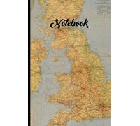 Map Notebook: Gray Vintage Map For School, 6x9'' with Blank Lined 120 Pages.