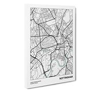Map Nottingham Uk Canvas Print | Gallery Wrapped 30mm Frame Wall Art | 30x20 inches | Ready to Hang | Contemporary Maps Picture | Living Room Bedroom Lounge Office