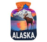 Map of Alaska Water Bottle for hot Water with Soft Cover, 1L hot Compress for Neck and Shoulder Pain Relief,Neck and Shoulder Pain Relief,Bolsa para agua Caliente