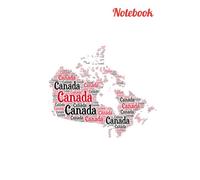 Map of Canada Notebook with word art: Canadian Notebook Leaf , diary, tracker, journal