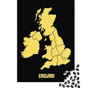 Map of England Travel Puzzle 1000 Pieces, Global Monument Landscape, Interlocking Paper Pieces, Birthday Gift for Home Décor Fans, Paper Board, 70x50cm/1000pcs