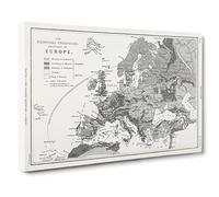 Map Of Europe By Oliver Goldsmith Canvas Print | Gallery Wrapped 30mm Frame Wall Art | 24x16 inches | Ready to Hang | Retro Maps Picture | Living Room Bedroom Lounge Office