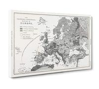 Map of Europe by Oliver Goldsmith Canvas Print | Gallery Wrapped 30mm Frame Wall Art | 30x20 inches | Ready to Hang | Retro Maps Picture | Living Room Bedroom Lounge Office