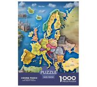 Map of Europe Jigsaw Puzzles Puzzle for Adults Kids. 1000 Piece Great Gifts Challenge Toy Educational Games Home Decoration for Adults& Kids Age 14 Years Up 70x50cm/1000pcs