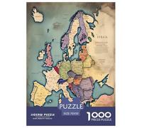 Map of Europe Jigsaw Puzzles Puzzle for Adults Kids. 1000 Pieces Great Gifts Challenge Toy Educational Games Home Decoration for Educational Games Gifts 70x50cm/1000pcs