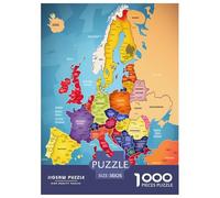 Map of Europe Jigsaw Puzzles Puzzles for Adults Kids. 1000 Piece Great Gifts Challenge Toy Educational Game Home Decoration for Educational Games Gifts 38x26cm/1000pcs