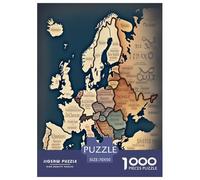 Map of Europe Jigsaw Puzzles Puzzles for Adults Kids. 1000 Piece Whimsical Challenge Toy Educational Game Home Decoration for Educational Games Gifts 70x50cm/1000pcs