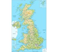 Map of Great Britain UK England Scotland Wales & Northern Ireland Poster A1 A2 A3 - Wall Art Print (A3)