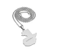 Map of Guatemala Pendant Necklaces,Ethnic Enamel Flag Charm Clavicle Chain,Charm African Ethnic Maps Flag Thin Chain Necklaces,Fashion Country Map Pendant Necklace For Women Men (Silver,b)