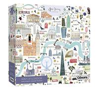 Map of London | 1000 Piece Jigsaw Puzzle Age 8+ | London Landmarks Puzzle | Sustainable Jigsaw Puzzle for Adults | Premium 100% Recycled Board | Great Gift for Adults | Gibsons Games