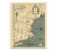 Map of New England 11x14 Unframed Art Print - Vintage Historical Map Reproduction, Antique New England Wall Art, Classic Home or Office Décor for History and Travel Enthusiasts