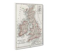 Map Of The British Isles Canvas Print | Gallery Wrapped 30mm Frame Wall Art | 20x14 inches | Ready to Hang | Retro Maps Picture | Living Room Bedroom Lounge Office