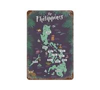 Map of the Philippines Tin Sign Metal Plaque Art Hanging Iron Painting Retro Home Kitchen Garden Garage Wall Decor20 x 30 cm (8 x 12 Zoll)-50