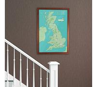 Map of The UK Pinboard - Made of Composite with Frame 53 x 76cm - Memo Board Made of Composite - UK Map Poster Pinboard, Wall Decoration, Travel Gift, Home Décor