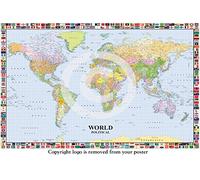 MAP OF THE WORLD LP 200 WITH FLAGS HUGE LAMINATED / ENCAPSULATED POSTER Measures 36 x 24 inches (91.5 x 61 cm)