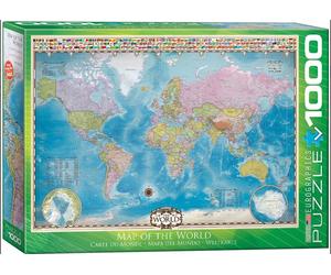 Map Of The World (with Flags) 1000pc jigsaw puzzle by Eurographics 68cm x 49cm