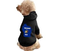 Map of Wisconsin Flag Printed Dog Hoodie Breathable Soft Cat Sweatshirt for Small Medium Large XL