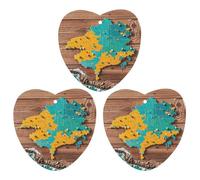 Map on Wooden Background Car Air Freshener, 3 Pcs Love form Hanging Air Freshener Cards, Long Lasting Fragrance Scented Cards for Car, Home, Office Gray-style
