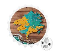Map on Wooden Background Magnetic Bottle Opener, Space Saving Kitchen Tool, Funny Beer Opener & Refrigerator Magnet for Camping, Traveling Camping White-style
