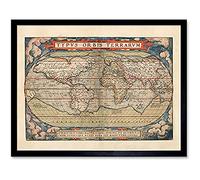 Map Ortelius 1579 World Earth Continents Ornate Unframed Wall Art Print Poster Home Decor Premium