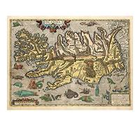 Map Ortelius 1585 Iceland Sea Monsters Pictorial Art Print Canvas Premium Wall Decor Poster Mural