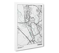 Map Oxford Uk Canvas Print | Gallery Wrapped 30mm Frame Wall Art | 30x20 inches | Ready to Hang | Contemporary Maps Picture | Living Room Bedroom Lounge Office