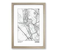 Map Oxford UK Framed Print | A2 Oak Framed Wall Art | Ready to Hang | Modern Map Picture | Living Room Bedroom Lounge Office