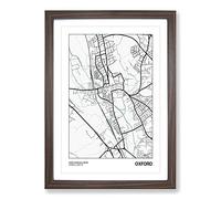 Map Oxford UK Framed Print | A2 Walnut Framed Wall Art | Ready to Hang | Modern Map Picture | Living Room Bedroom Lounge Office