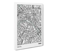Map Paris France Canvas Print | Gallery Wrapped 30mm Frame Wall Art | 30x20 inches | Ready to Hang | Modern Maps Picture | Living Room Bedroom Lounge Office