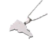 Map Pendant Necklace - Classic Engraved Dominican Republic Map Pendant Necklace Men Women Fashion Map Of Dominican Thin Chain Jewelry Gift,White