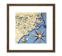 Map Pugh 1937 North Carolina Nature Lovers Pictorial 8X8 Inch Square Wooden Framed Wall Art Print Picture with Mount Artery8 Brown One Size
