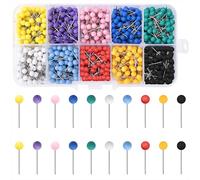 Map Push Pins 1000 Pcs Multicolor Map Tacks Round Head Board Pins with Steel Points for World Map, Cork Board, Bulletin Board, Calendars, Fabric Marking