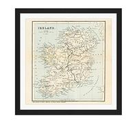 Map Reeves Book Erin Ireland Eire Square Wooden Framed Wall Art Print Picture 16X16 Inch