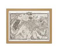Map Roussel 1731 Map City Paris France Suburbs Artwork Framed Wall Art Print 18X24 Inch