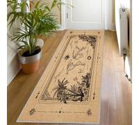 Map Runner Rug 80x250 cm, Vintage Compass Palm Runner Rugs for Hallway, Nautical Washable Non Slip Long Carpet, Floor Mat, Kitchen Bedroom Living Room Hall Entrance Decor （Ue266）