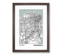 Map San Francisco USA Framed Print | A2 Walnut Framed Wall Art | Ready to Hang | Modern Flag Picture | Living Room Bedroom Lounge Office