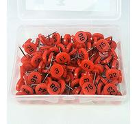 Map Shop Numbered Push Pin Tacks | Contains 100 Sequential Pins Red Pins, Black Numbers 1-100 11mm Diameter 16mm Length Great for Marking Items on Maps, Presentations, Gallery Exhibits and More