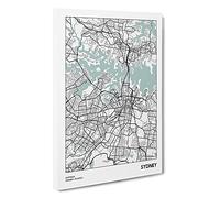 Map Sydney Australia Canvas Print | Gallery Wrapped 30mm Frame Wall Art | 30x20 inches | Ready to Hang | Modern Maps Picture | Living Room Bedroom Lounge Office