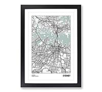 Map Sydney Australia Framed Print | A2 Black Framed Wall Art | Ready to Hang | Modern Map Picture | Living Room Bedroom Lounge Office