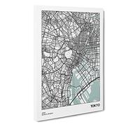 Map Tokyo Japan Canvas Print | Gallery Wrapped 30mm Frame Wall Art | 30x20 inches | Ready to Hang | Modern Maps Picture | Living Room Bedroom Lounge Office