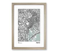 Map Tokyo Japan Framed Print | A2 Oak Framed Wall Art | Ready to Hang | Modern Map Picture | Living Room Bedroom Lounge Office