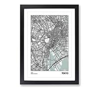 Map Tokyo Japan Framed Wall Art Print A2 Black