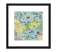 Map UPDB 1935 Land Hiawatha Michigan Pictorial 8X8 Inch Square Wooden Framed Wall Art Print Picture with Mount Artery8 Black One Size
