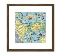 Map UPDB 1935 Land Hiawatha Michigan Pictorial 8X8 Inch Square Wooden Framed Wall Art Print Picture with Mount Artery8 Brown One Size