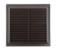 Map Plastic Louvre Air Vent with Flyscreen, for Openings 9" x 9" (229mm x 229mm), Triple Brick Grille Cover for Interior & Exterior Use, Brown
