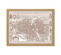 Map Visscher 1618 Paris City Pictorial Costumes Artwork Framed Wall Art Print 18X24 Inch