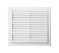 Map Plastic Louvre Air Vent with Flyscreen, for Openings 9" x 9" (229mm x 229mm), Triple Brick Grille Cover for Interior & Exterior Use, White